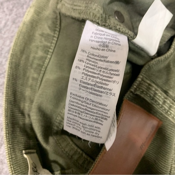 Madewell Cali Demi-Boot Corduroy Cropped Pants Green 24 Raw Hem Button Fly - Picture 11 of 14